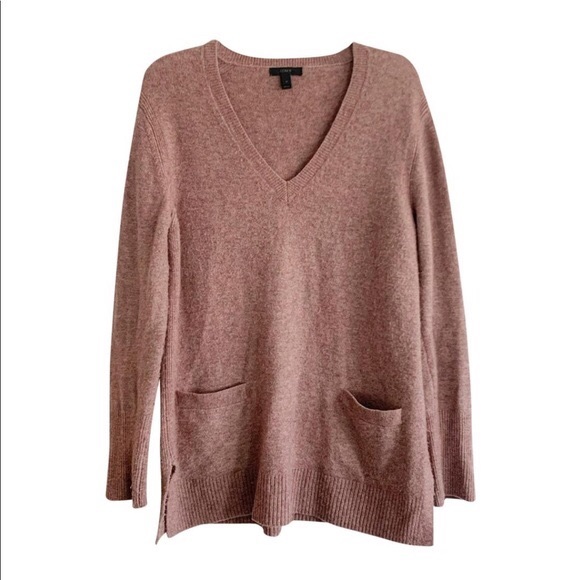 J. Crew Sweaters - J Crew Merino V Neck Front Pocket Tunic Sweater